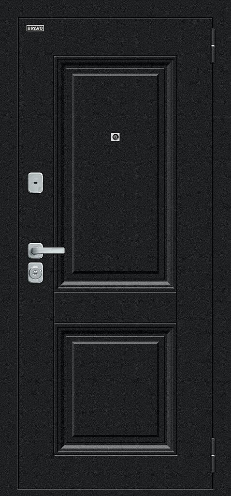 Входная дверь Некст МФ/BChrome Букле черное/Cappuccino Melinga BR6207 внешняя сторона