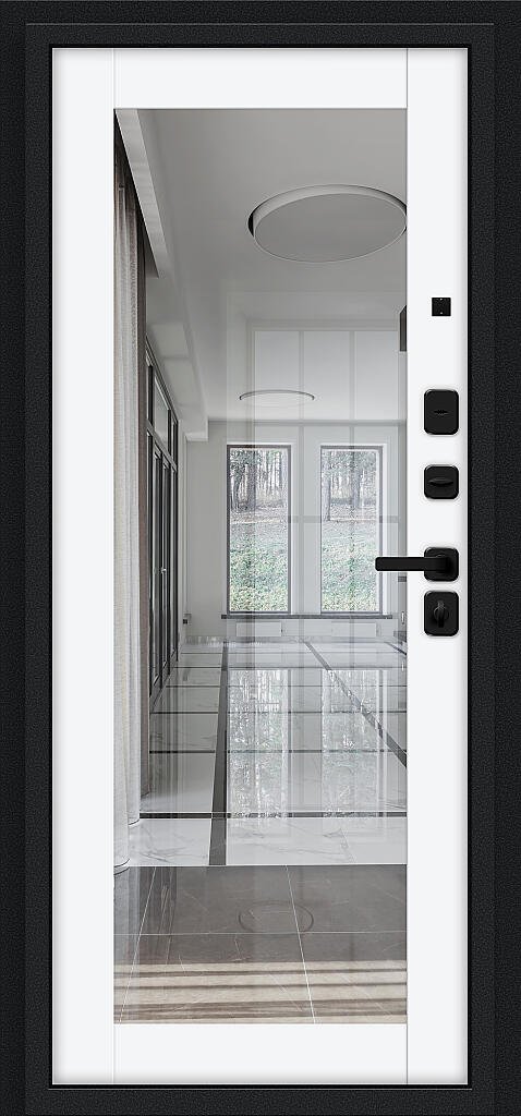 Входная дверь Флэш МФ/SBlack Букле черное/White Silk BR6199 внутренняя сторона